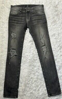 True Religion Men's Rocco Slim Skinny Jeans Size 29 Black/ Grey Faded Distressed